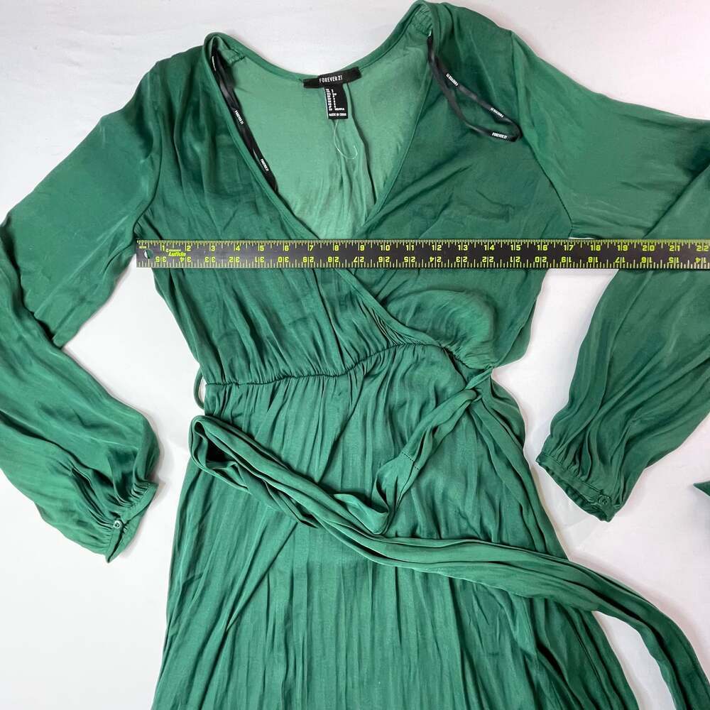 Forever 21 Green Long Sleeve Wrap Maxi Dress Size Small - Picture 4 of 5